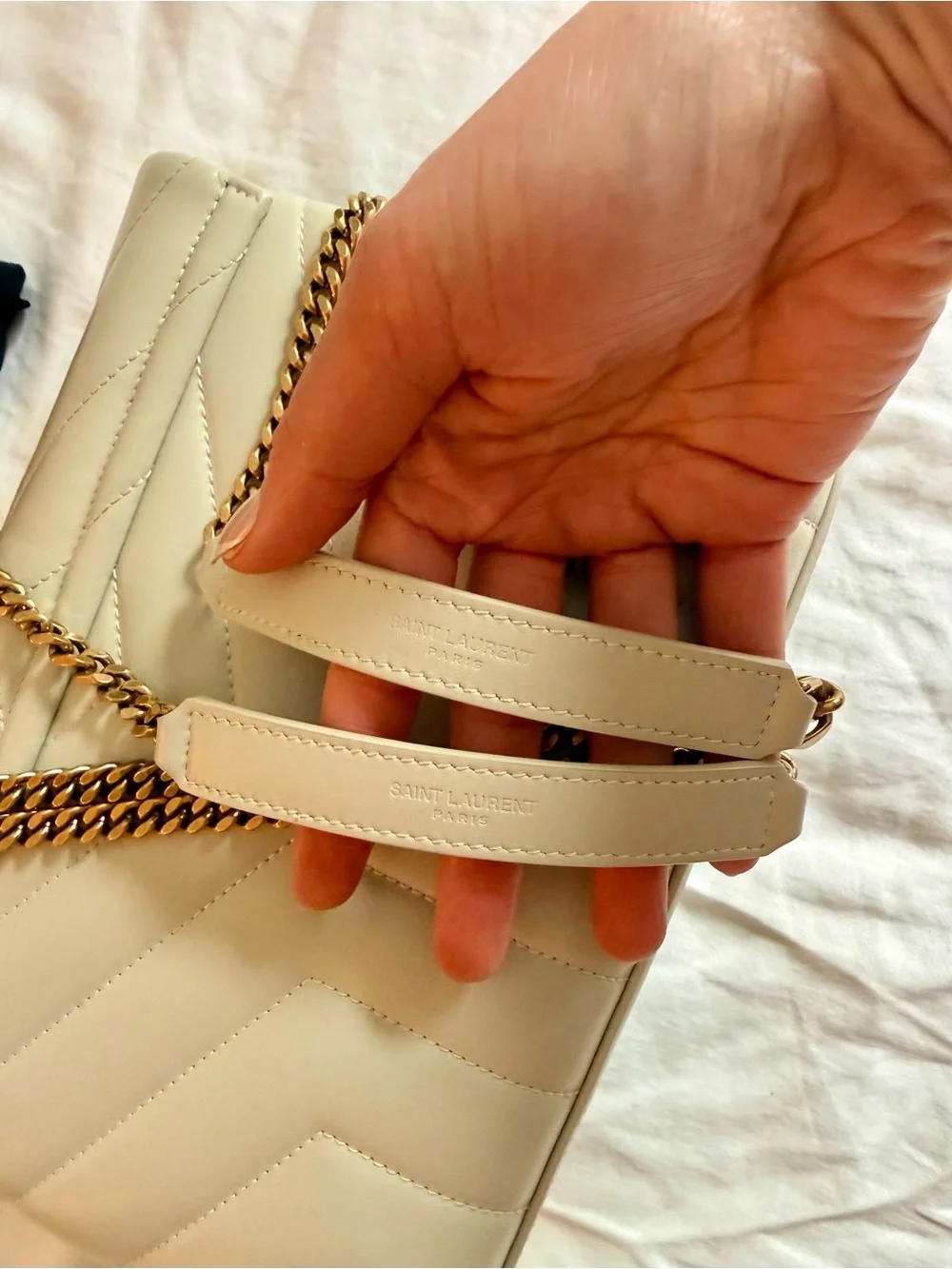 Authentic Saint Laurent Small Lou Lou Shoulder Bag in Cream